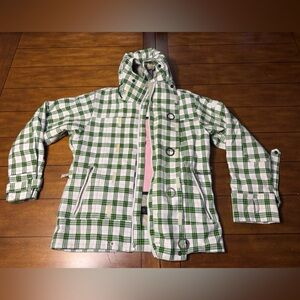 Women's Plaid Green Ski Jacket